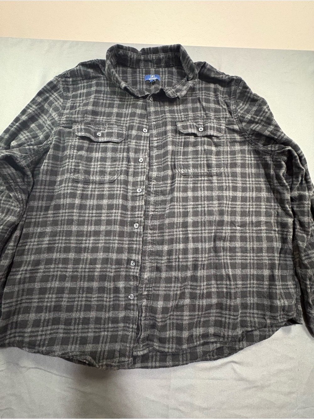 George Black and Gray Plaid Flannel Shirt